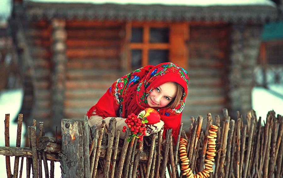 Sexy girl Women in Slavic costumes in Lima